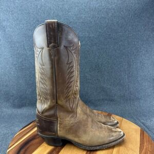 Tony Lama Mens Sz 8E Brown Leather Western Cowboy Boots Pointed Toe VL2639